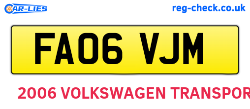 FA06VJM are the vehicle registration plates.