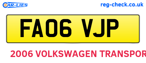 FA06VJP are the vehicle registration plates.