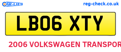 LB06XTY are the vehicle registration plates.