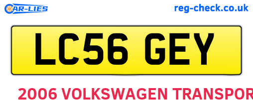 LC56GEY are the vehicle registration plates.