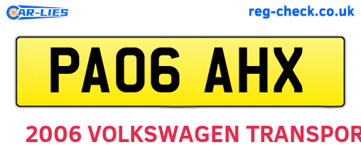 PA06AHX are the vehicle registration plates.