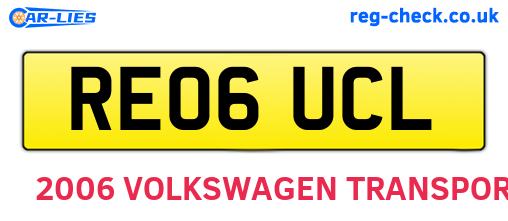 RE06UCL are the vehicle registration plates.