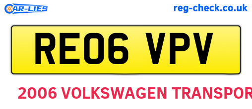RE06VPV are the vehicle registration plates.