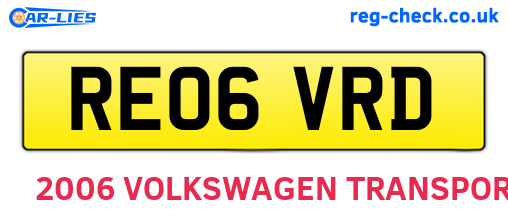 RE06VRD are the vehicle registration plates.