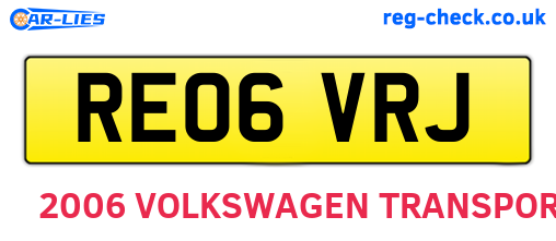 RE06VRJ are the vehicle registration plates.