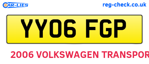 YY06FGP are the vehicle registration plates.