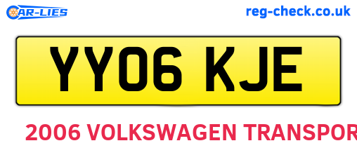 YY06KJE are the vehicle registration plates.