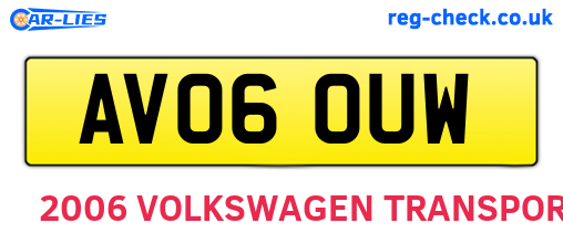 AV06OUW are the vehicle registration plates.