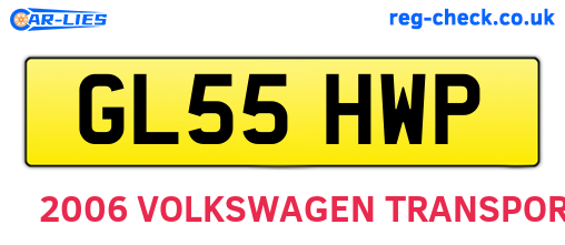 GL55HWP are the vehicle registration plates.