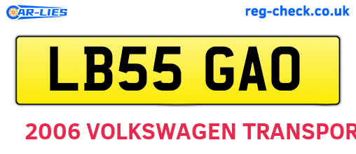 LB55GAO are the vehicle registration plates.