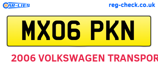 MX06PKN are the vehicle registration plates.