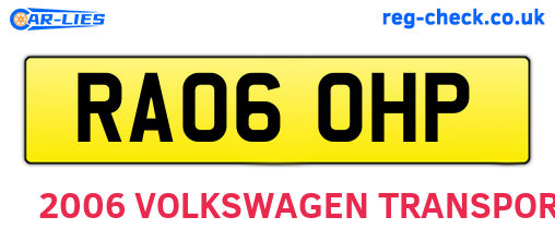 RA06OHP are the vehicle registration plates.