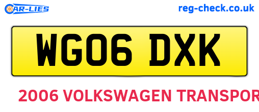 WG06DXK are the vehicle registration plates.