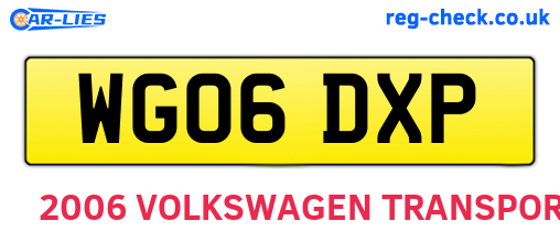 WG06DXP are the vehicle registration plates.