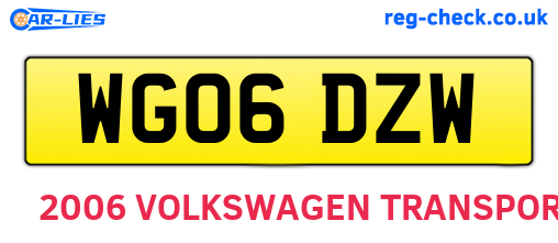WG06DZW are the vehicle registration plates.