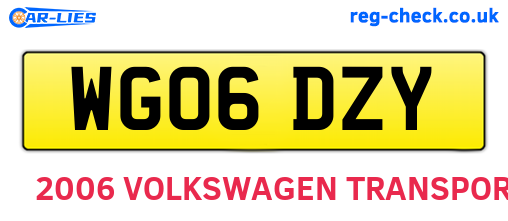 WG06DZY are the vehicle registration plates.