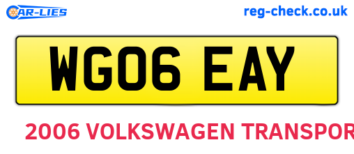 WG06EAY are the vehicle registration plates.