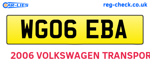 WG06EBA are the vehicle registration plates.