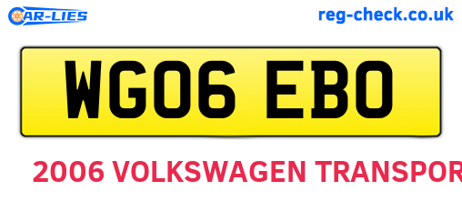 WG06EBO are the vehicle registration plates.