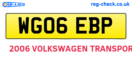 WG06EBP are the vehicle registration plates.