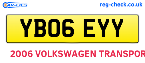 YB06EYY are the vehicle registration plates.