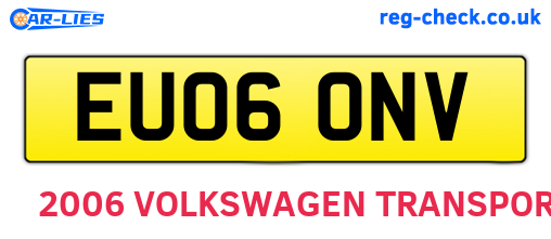 EU06ONV are the vehicle registration plates.