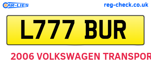 L777BUR are the vehicle registration plates.