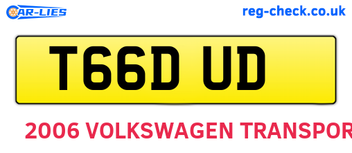 T66DUD are the vehicle registration plates.