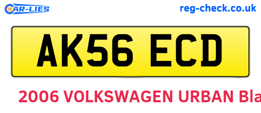 AK56ECD are the vehicle registration plates.