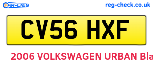 CV56HXF are the vehicle registration plates.