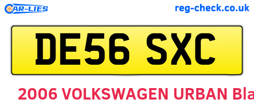 DE56SXC are the vehicle registration plates.