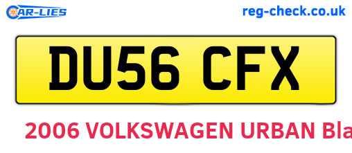 DU56CFX are the vehicle registration plates.