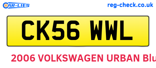 CK56WWL are the vehicle registration plates.