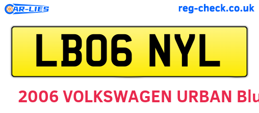 LB06NYL are the vehicle registration plates.