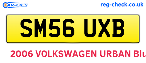 SM56UXB are the vehicle registration plates.