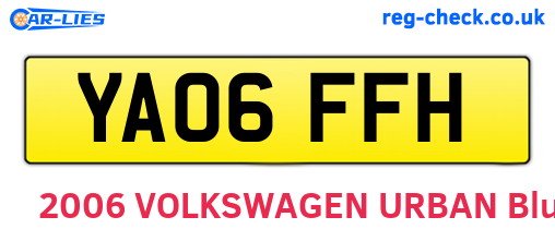 YA06FFH are the vehicle registration plates.