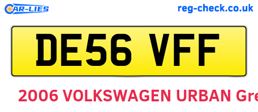 DE56VFF are the vehicle registration plates.