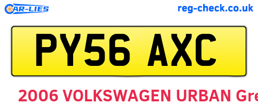 PY56AXC are the vehicle registration plates.