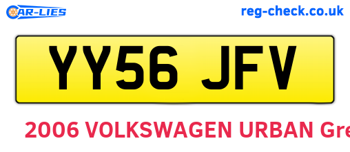 YY56JFV are the vehicle registration plates.