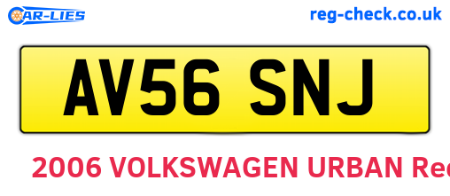 AV56SNJ are the vehicle registration plates.