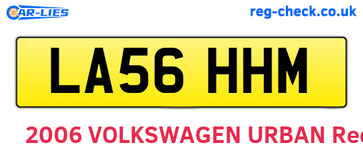 LA56HHM are the vehicle registration plates.