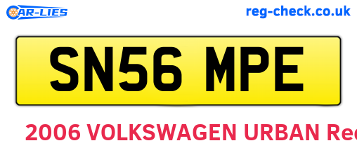 SN56MPE are the vehicle registration plates.