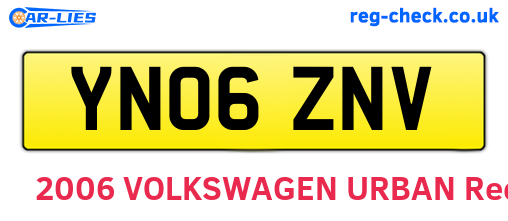 YN06ZNV are the vehicle registration plates.
