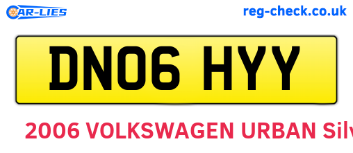 DN06HYY are the vehicle registration plates.