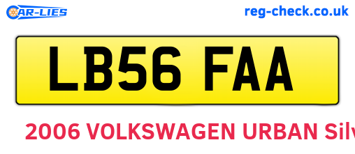 LB56FAA are the vehicle registration plates.