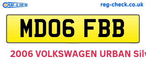 MD06FBB are the vehicle registration plates.
