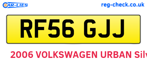 RF56GJJ are the vehicle registration plates.