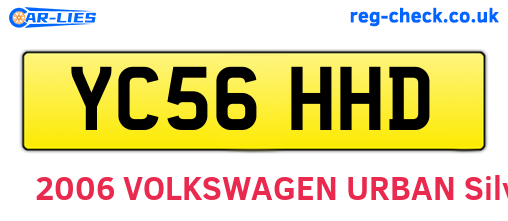 YC56HHD are the vehicle registration plates.