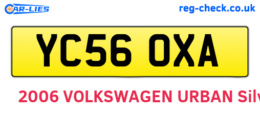 YC56OXA are the vehicle registration plates.