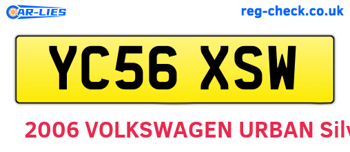YC56XSW are the vehicle registration plates.